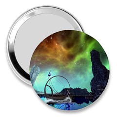 Fantasy Landscape With Lamp Boat And Awesome Sky 3  Handbag Mirrors by FantasyWorld7