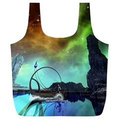 Fantasy Landscape With Lamp Boat And Awesome Sky Full Print Recycle Bags (l)  by FantasyWorld7