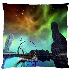 Fantasy Landscape With Lamp Boat And Awesome Sky Standard Flano Cushion Cases (one Side)  by FantasyWorld7