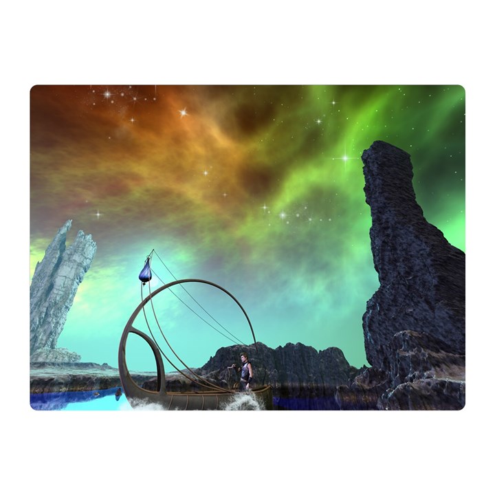 Fantasy Landscape With Lamp Boat And Awesome Sky Double Sided Flano Blanket (Mini) 