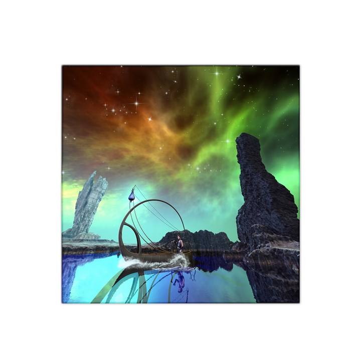 Fantasy Landscape With Lamp Boat And Awesome Sky Satin Bandana Scarf