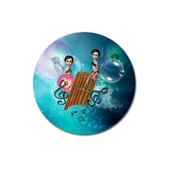 Music, Pan Flute With Fairy Magnet 3  (round) by FantasyWorld7