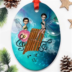 Music, Pan Flute With Fairy Oval Ornament (two Sides) by FantasyWorld7