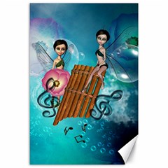 Music, Pan Flute With Fairy Canvas 24  X 36  by FantasyWorld7