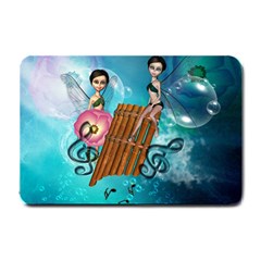 Music, Pan Flute With Fairy Small Doormat  by FantasyWorld7