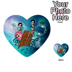 Music, Pan Flute With Fairy Multi-purpose Cards (heart)  by FantasyWorld7