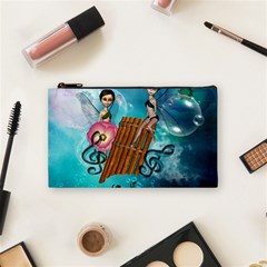 Music, Pan Flute With Fairy Cosmetic Bag (small)  by FantasyWorld7