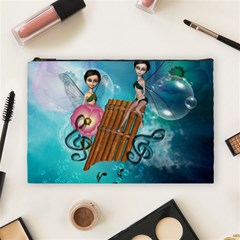 Music, Pan Flute With Fairy Cosmetic Bag (large)  by FantasyWorld7