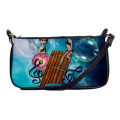 Music, Pan Flute With Fairy Shoulder Clutch Bags by FantasyWorld7