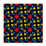 Colorful triangles and flowers pattern Tile Coaster Front