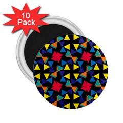 Colorful Triangles And Flowers Pattern 2 25  Magnet (10 Pack) by LalyLauraFLM