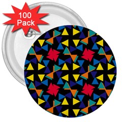 Colorful Triangles And Flowers Pattern 3  Button (100 Pack)