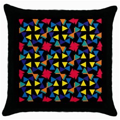 Colorful Triangles And Flowers Pattern Throw Pillow Case (black) by LalyLauraFLM