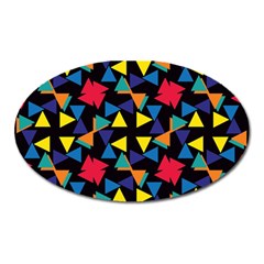 Colorful Triangles And Flowers Pattern Magnet (oval) by LalyLauraFLM