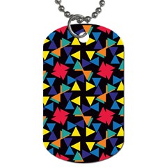 Colorful Triangles And Flowers Pattern Dog Tag (one Side) by LalyLauraFLM