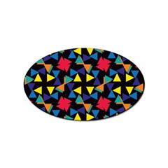 Colorful Triangles And Flowers Pattern Sticker Oval (10 Pack) by LalyLauraFLM