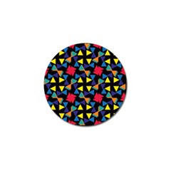 Colorful Triangles And Flowers Pattern Golf Ball Marker by LalyLauraFLM