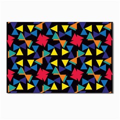 Colorful Triangles And Flowers Pattern Postcards 5  X 7  (pkg Of 10)