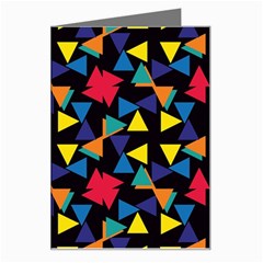 Colorful Triangles And Flowers Pattern Greeting Card