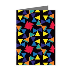 Colorful Triangles And Flowers Pattern Mini Greeting Card