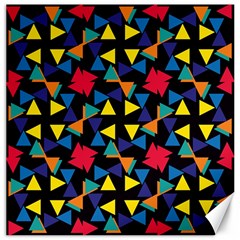 Colorful Triangles And Flowers Pattern Canvas 16  X 16  by LalyLauraFLM