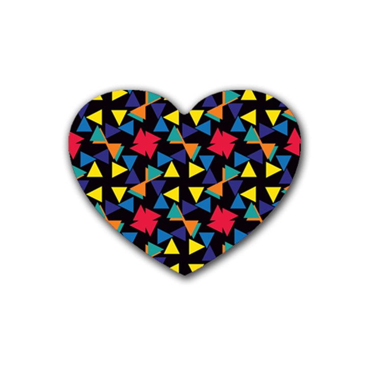 Colorful triangles and flowers pattern Heart Coaster (4 pack)