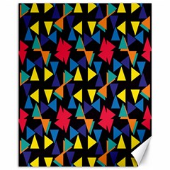 Colorful Triangles And Flowers Pattern Canvas 11  X 14  by LalyLauraFLM