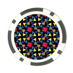 Colorful Triangles And Flowers Pattern Poker Chip Card Guard by LalyLauraFLM