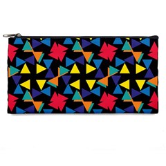 Colorful Triangles And Flowers Pattern Pencil Case by LalyLauraFLM