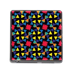 Colorful Triangles And Flowers Pattern Memory Card Reader (square) by LalyLauraFLM