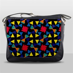 Colorful Triangles And Flowers Pattern Messenger Bag by LalyLauraFLM