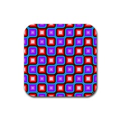 Connected Squares Pattern Rubber Coaster (square) by LalyLauraFLM