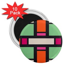 Rectangles Cross 2 25  Magnet (10 Pack) by LalyLauraFLM