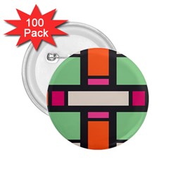 Rectangles Cross 2 25  Button (100 Pack) by LalyLauraFLM