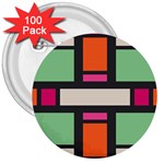 Rectangles cross 3  Button (100 pack) Front