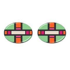 Rectangles Cross Cufflinks (oval) by LalyLauraFLM