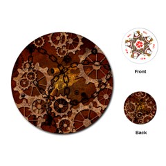 Steampunk In Rusty Metal Playing Cards (round)  by FantasyWorld7