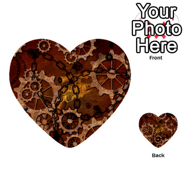 Steampunk In Rusty Metal Multi-purpose Cards (Heart) 