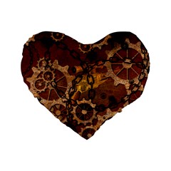 Steampunk In Rusty Metal Standard 16  Premium Flano Heart Shape Cushions by FantasyWorld7