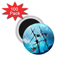 Underwater World With Shipwreck And Dolphin 1 75  Magnets (100 Pack)  by FantasyWorld7