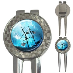 Underwater World With Shipwreck And Dolphin 3-in-1 Golf Divots by FantasyWorld7