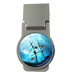 Underwater World With Shipwreck And Dolphin Money Clips (round)  by FantasyWorld7