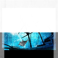 Underwater World With Shipwreck And Dolphin Rectangular Jigsaw Puzzl by FantasyWorld7