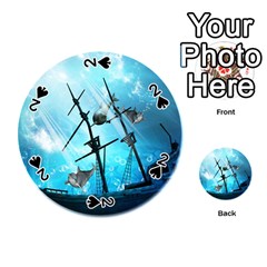 Underwater World With Shipwreck And Dolphin Playing Cards 54 (round)  by FantasyWorld7