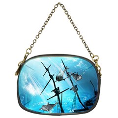 Underwater World With Shipwreck And Dolphin Chain Purses (one Side)  by FantasyWorld7