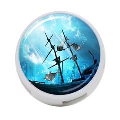 Underwater World With Shipwreck And Dolphin 4-port Usb Hub (one Side) by FantasyWorld7