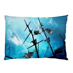 Underwater World With Shipwreck And Dolphin Pillow Cases (two Sides) by FantasyWorld7