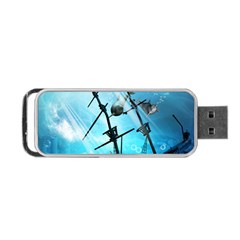 Underwater World With Shipwreck And Dolphin Portable Usb Flash (two Sides) by FantasyWorld7