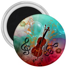 Violin With Violin Bow And Key Notes 3  Magnets by FantasyWorld7