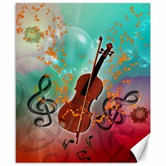 Violin With Violin Bow And Key Notes Canvas 8  X 10  by FantasyWorld7